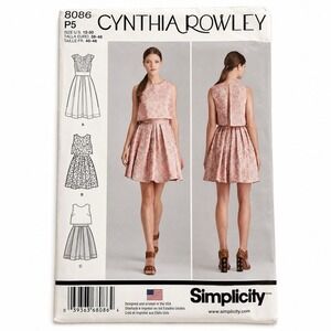Simplicity Cynthia Rowley Pattern 8086 Dress W/ Variations US 12-20 Formalwear